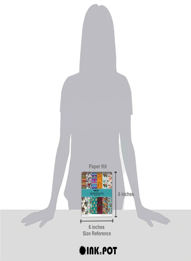 Inkdotpot مجموعة ورق قصاصات Inkdotpot مكونة من 25 ورقة بتصميم آسيوي هندي، مقاس 6x6، ورق قصاصات أحادي الجانب - ورق مقوى ملون، لوازم صنع بطاقات وخلفيات زخرفية يدوية - ورق للمذكرات والحرف اليدوية - Image 4